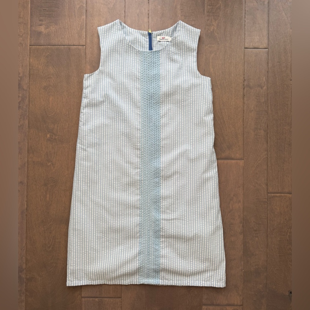 Vineyard Vines Girls Dress-Light Blue Pin Striped